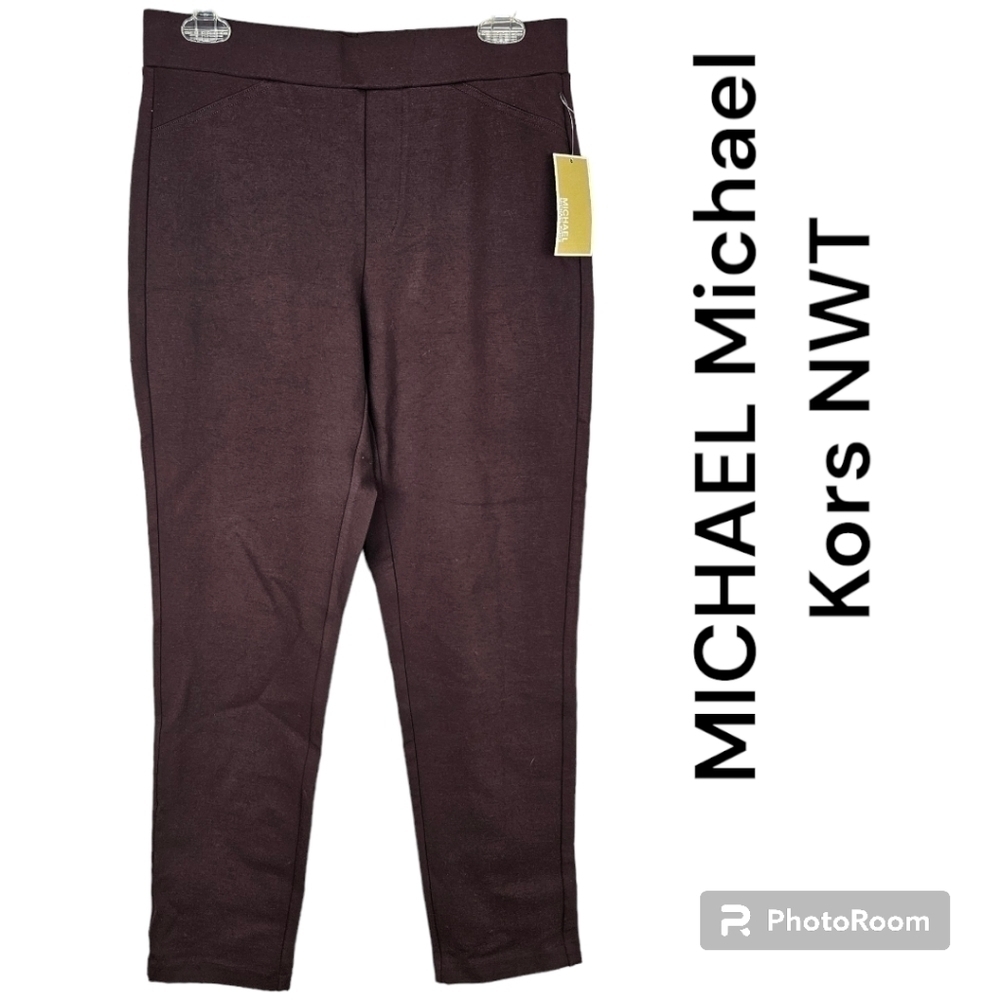 Michael Michael Kors Straight Pull On High Rise NWT Brown Pants Medium